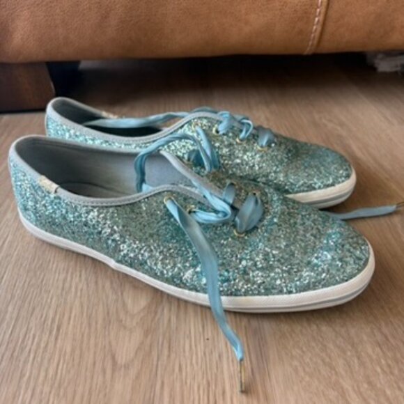Keds x Kate Spade Blue Glitter Sneaker Womens 7 - Picture 1 of 8